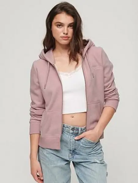 Image of Superdry Essential Logo Zip Hoodie - Pink
