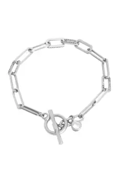 Image of Rhodium Plate Cubic Zirconia Chain T Bar Bracelet