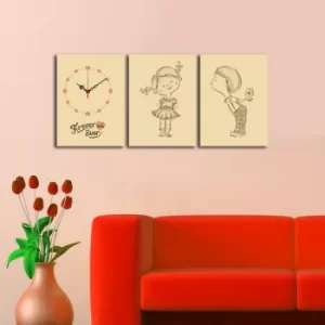Image of 3P3040CS-78 Multicolor Decorative Canvas Wall Clock (3 Pieces)