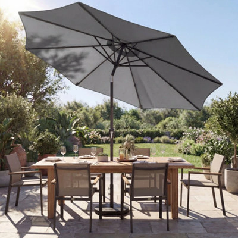 Image of OUTSUNNY 2.7 m Garden Parasol Umbrella with Cross Base, Sandbag in Light Grey Size: 3m Light Grey Unisex 3m