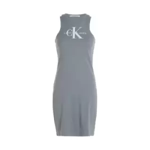 Image of Calvin Klein Jeans Archival Monologo Rib Tank Dress - Grey