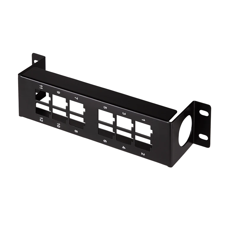 Image of LogiLink Keystone bracket for wall or 10-inch mounting. 12 ports. blac