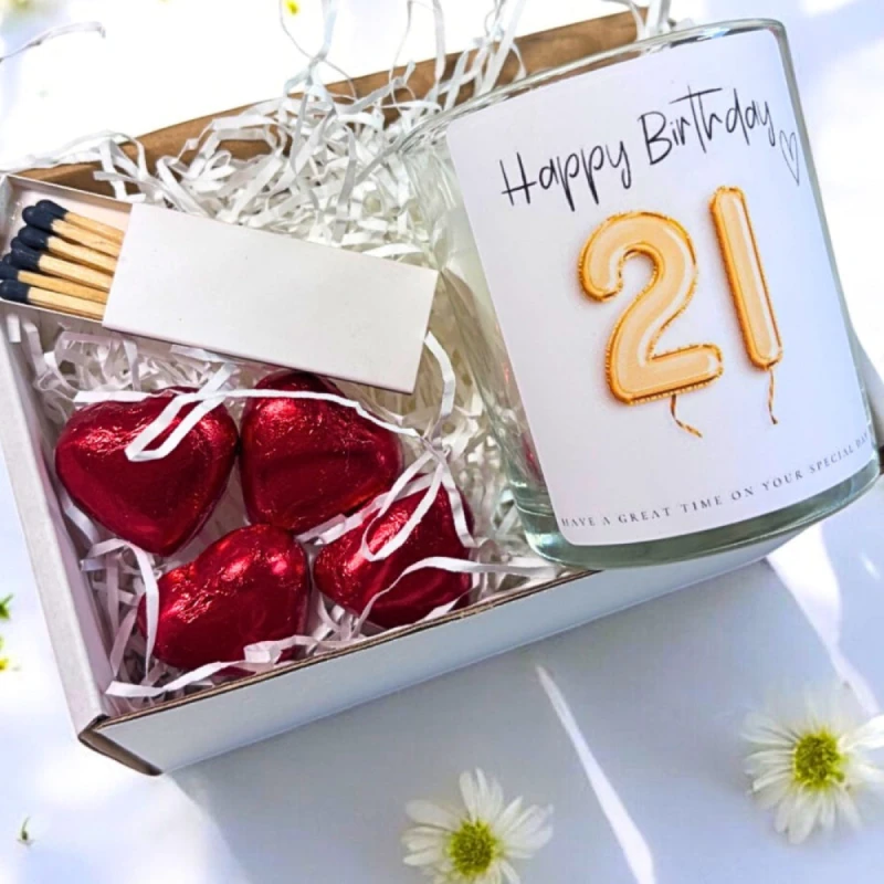 Image of Aye Do Gifts 21st Birthday Gold Balloons Candle Gift Set Birthday Gift for Daughter
