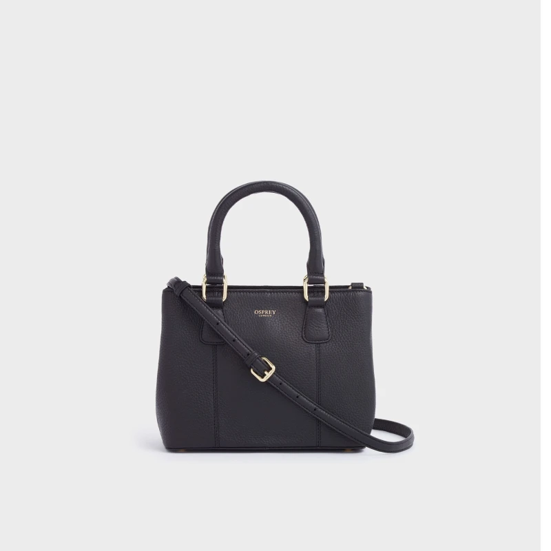 Image of OSPREY LONDON The Mini Adaline Leather Grab Black