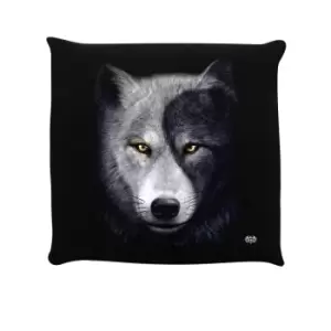 Image of Spiral Wolf Chi II Filled Cushion (One Size) (Black)