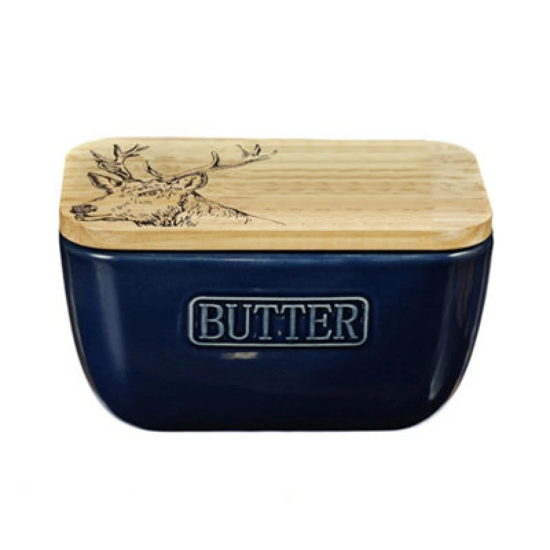 Image of Selbrae House Blue Butter Dish - Stag Dark Blue unisex