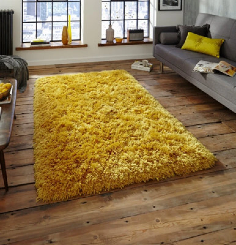 Image of THINK RUGS Polar PL95 Yellow 80cm x 150cm Rectangle - Yellow 21710
