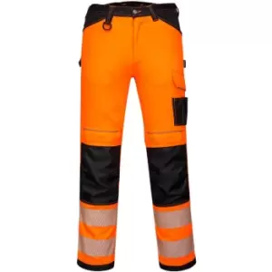 Image of Portwest PW3 Hi Vis Lightweight Stretch Trousers Orange / Black 32" 31"