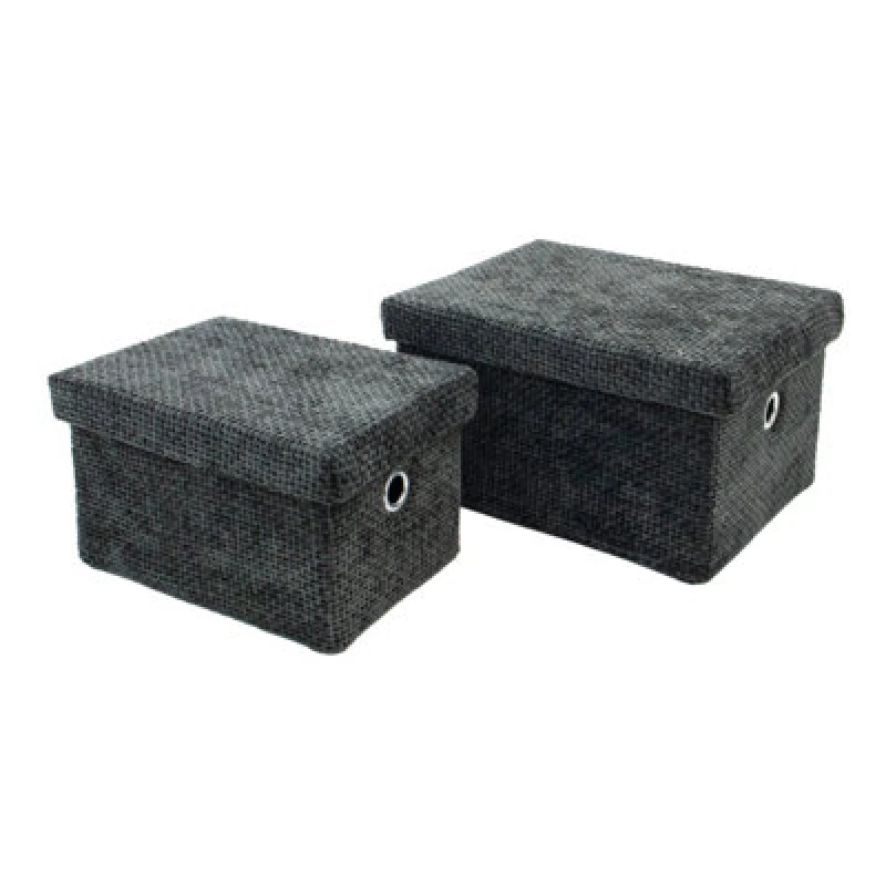 Image of JVL Metro Set of 2 Rectangular Storage Baskets wit Soft Storage Set of 2 Black 40492703001
