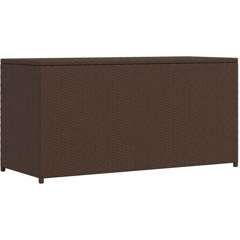 Image of vidaXL Garden Storage Chest Poly Rattan Brown Outdoor Patio Utility Box Case
