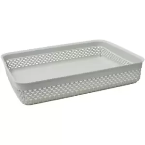 Image of JVL - Droplette Design Plastic Storage Tray, 4.7L, 7 x 35 x 26cm Approx, Grey