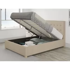 Image of Presley Ottoman Upholstered Bed, Kimiyo Linen, Beige - Ottoman Bed Size Single (90x190)