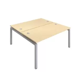 Image of Telescopic Sliding 4 Person Maple Bench with Cable Port - 1400 X 800 - Silver Frame