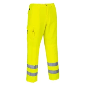 Image of Portwest E046 Mens Class 1 Hi Vis Combat Trousers Yellow Medium 32"
