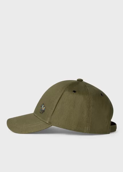 Image of Ps Paul Smith Military Green Zebra Logo Baseball Cap
