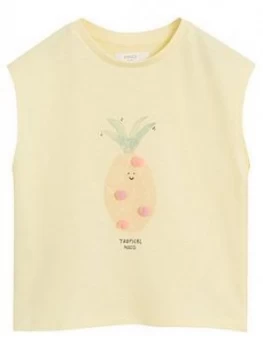 Image of Mango Baby Girls Pineapple Print Sleeveless T-Shirt