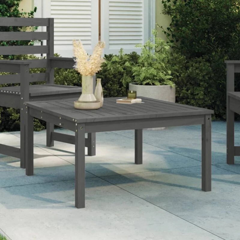 Image of VIDAXL Garden Table Grey 82.5x82.5x45cm Solid Wood Pine Vidaxl 8720845692285