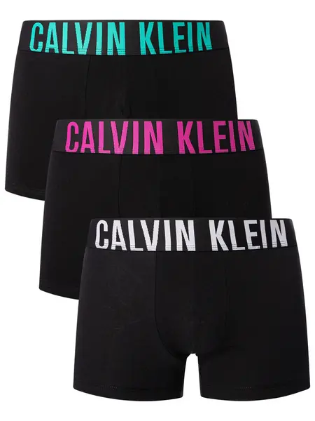 Image of Calvin Klein 3 Pack Intense Power Trunks Black (White/Fuchsia/Green) S