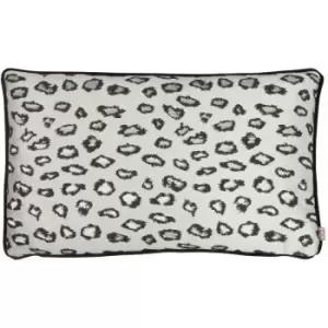 Image of Kai Faline Leopard Print Velvet Piped Edge Cushion Cover, Pewter, 30 x 50 Cm