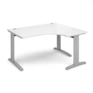 Image of Office Desk Right Hand Corner Desk 1400mm White Top With Silver Frame 1200mm Depth TR10 TDER14SWH