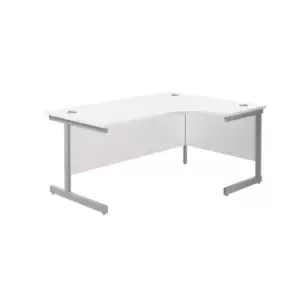 Image of 1600X1200 Single Upright Right Hand Radial Desk White - Silver + Desk High Ped