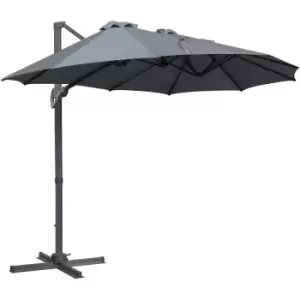 Image of Outsunny 4.5M Double Garden Parasol Garden Umbrella With Crank Handle - Grey