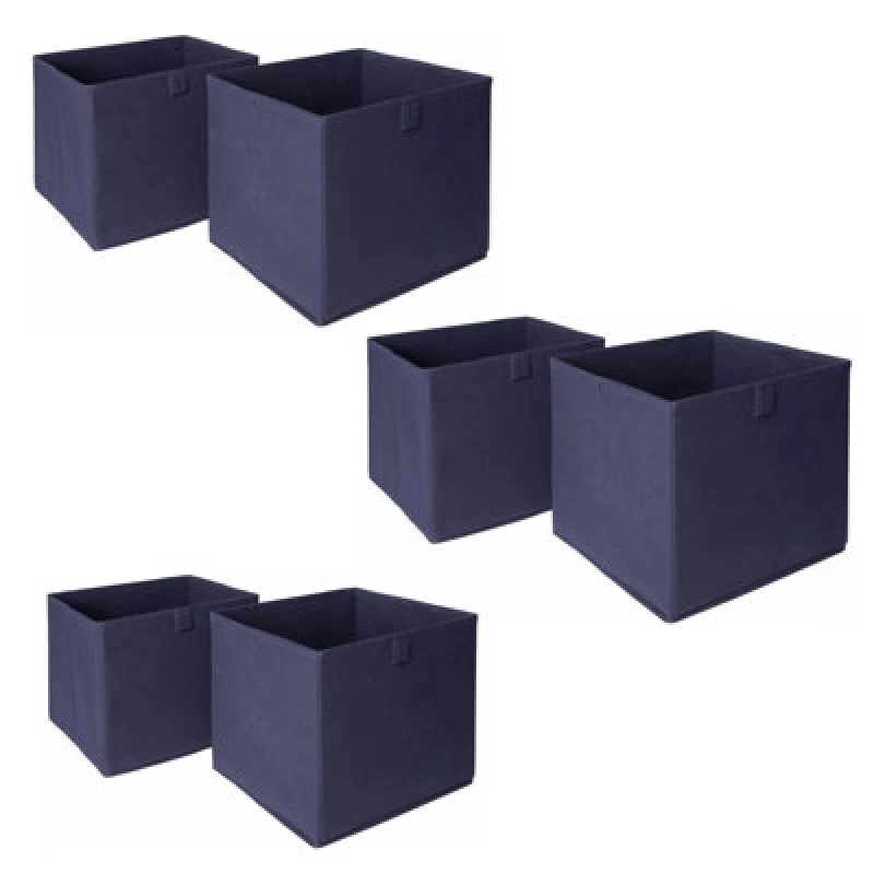 Image of OHS OHS Pack of 6 Plain Folding Storage Boxes in Navy Navy One Size Unisex 5027434163007