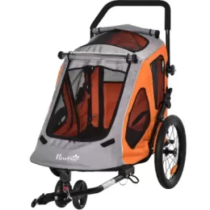 Image of 2-IN-1 Dog Bike Trailer Pet Carrier Stroller Reflector 140 x 71 x 105cm - Pawhut