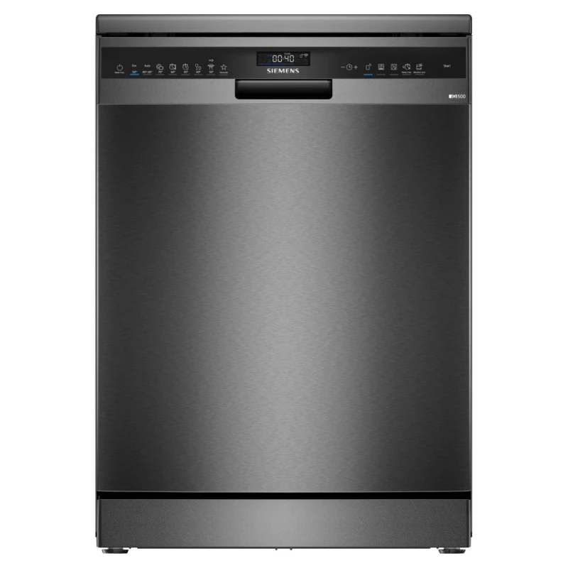 Image of Siemens IQ-500 SN25EC13CE Full Size Dishwasher - Black Stainless Steel