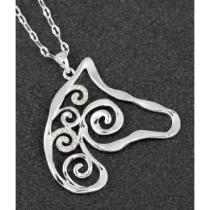 Image of Artisan Horse Head Long Silver Plated Necklace