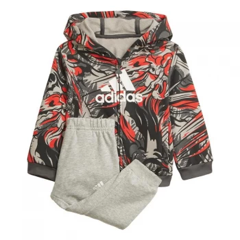 Image of adidas Jogger Set Kids - Grey Six / Vivid Red / White