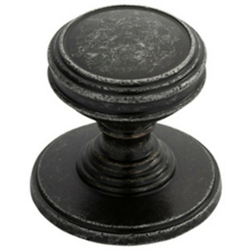 Image of Loops Ringed Tiered Cupboard Door Knob 25mm Diameter Pewter Cabinet Handle Multi unisex