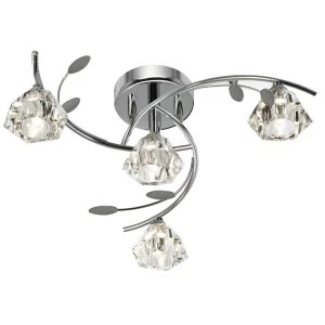 Image of 4 Light Multi Arm Ceiling Semi Flush Light Chrome and Glass, G9