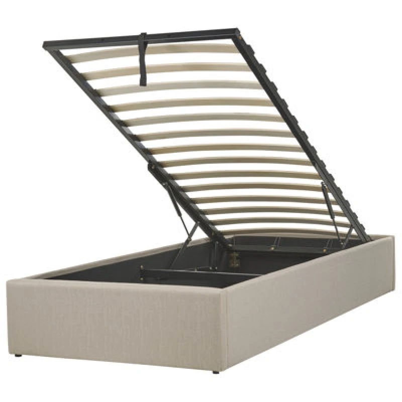 Image of Beliani Ottoman Bed Without Headboard Fabric Dinan 90 X 200 Cm (Eu Single) Taupe