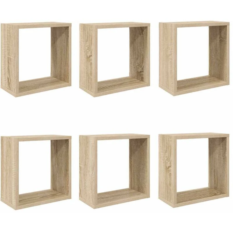 Image of VIDAXL Wall Cube Shelves 6 pcs Sonoma Oak 30x15x30cm Vidaxl 8720286594278