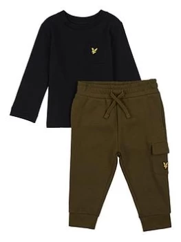 Image of Lyle & Scott Toddler Boys Long Sleeve Utility Tee And Jog Set - Black, Size 2 Years