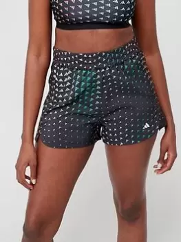Image of adidas Brand Love Printed Shorts - Black, Size XS, Women