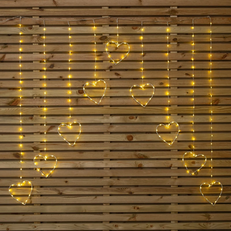 Image of 1.2 x 1.2m Light up Christmas Heart Curtain Lights with 229 Warm White LEDs