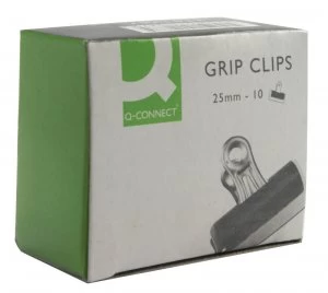 Image of Q-Connect 25mm Black Grip Clip - Pack of 10