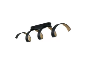 Image of HELIX LED Swirl Semi Flush Light Black, Gold 1600lm 3000K 80x18x13.5cm