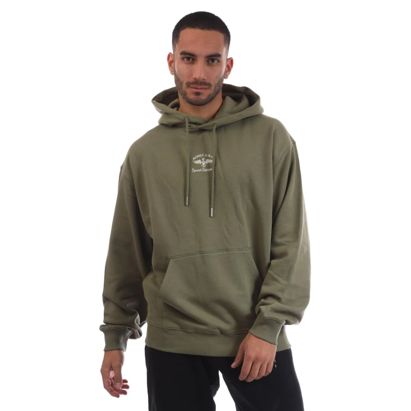 Image of Avirex Mens Belmont Pull Over Hoodie Khaki male X Small