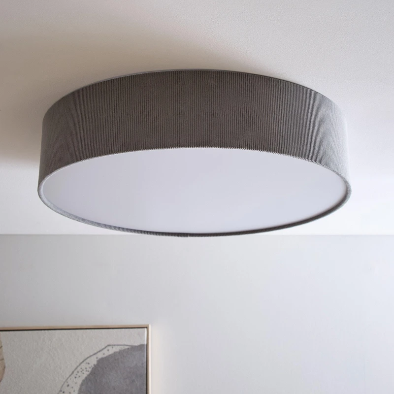 Image of K Living Crete 45cm 3 Light Grey Velvet Drum Shade Grey unisex One Size