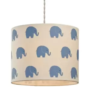 Image of Village At Home Horton Elephant Cylinder Light Shade - Blue