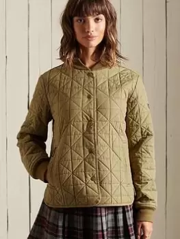 Image of Superdry Quilted Liner Jacket - Green, Size 14, Women