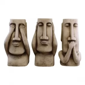 Image of Set Of 3 Stone Effect Resurrection Island Giant Ornament Planters