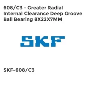 Image of 608/C3 - Greater Radial Internal Clearance Deep Groove Ball Bearing 8X22X7MM