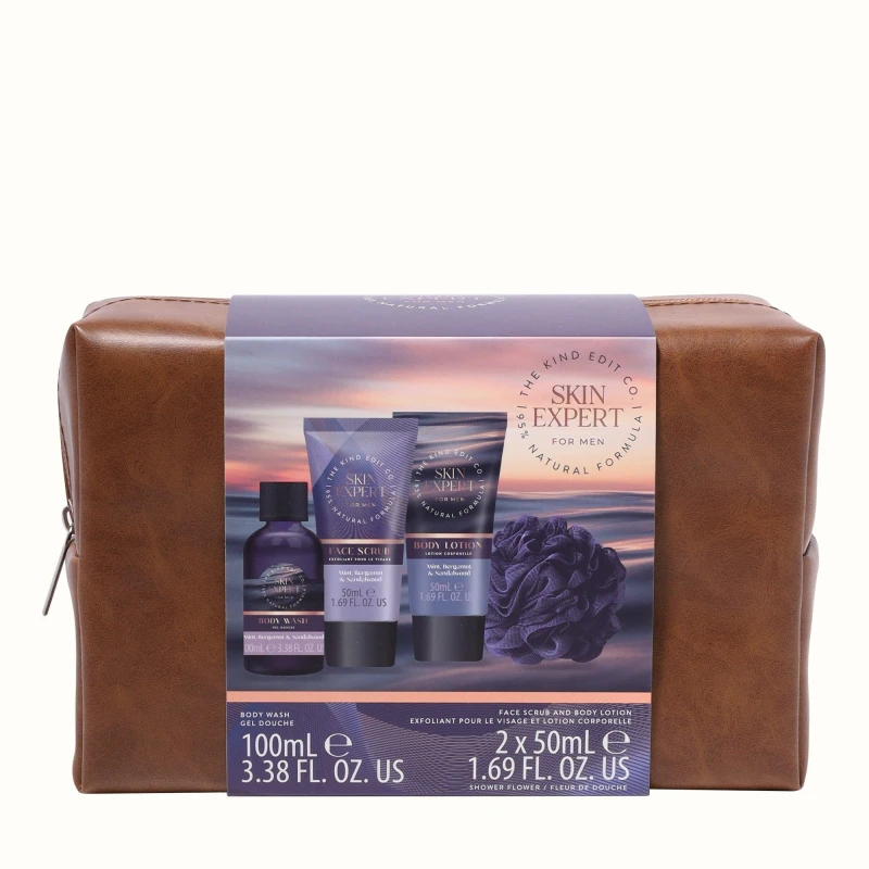 Image of Be You Kind Edit Mens Face and Body Travellers Bag - Brown Brown One Size