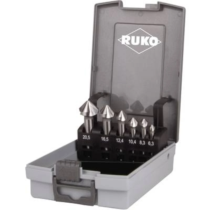 Image of RUKO RUKO 102152RO Countersink set 6 Piece 6.3 mm, 8.3 mm, 10.4 mm, 12.4 mm, 16.5 mm, 20.5mm HSS Cylinder shank 1 Set 102152RO