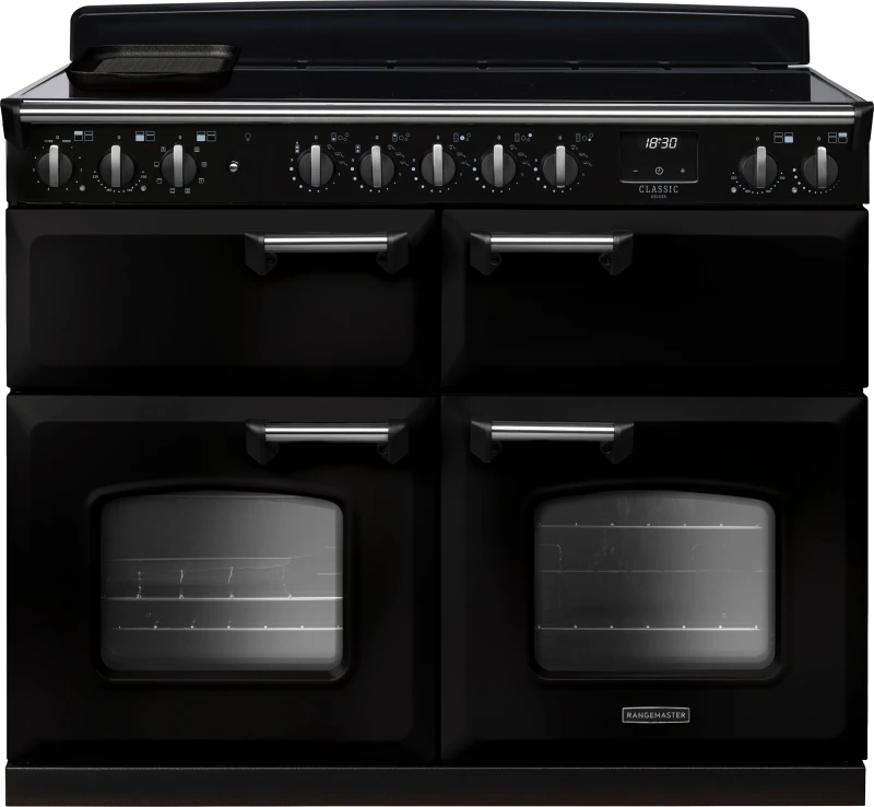 Image of Rangemaster CLDLB110EIPGBL/CM1 Classic Deluxe BC 110cm Induction Range Cooker Chrome Trim 14925 - BLACK CLDLB110EIPGBL/CM1