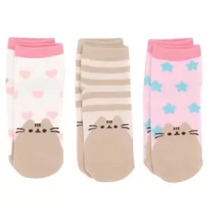 Image of Pusheen Girls Socks Set (Pack of 3) (12.5 UK Child-3 UK) (White/Pink/Brown)